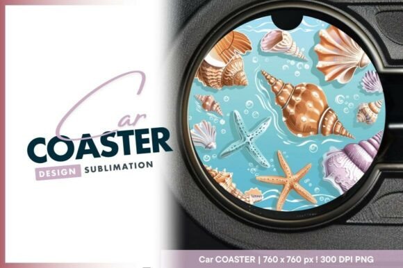 Download Round Car Coaster Png with Seashells - Car coaster png Collection