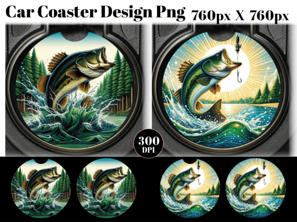 Download Bass Fishing Car Coaster PNG Sublimation - Car coaster png Collection