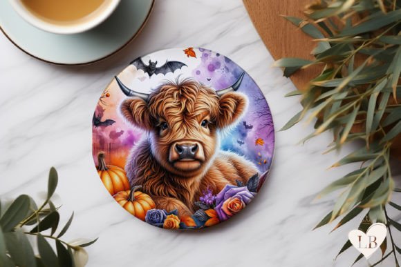 Download Halloween Highland Cow Car Coaster PNG - Car coaster png Collection
