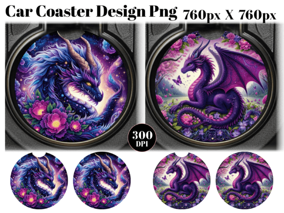 Download Purple Dragon Floral Car Coaster PNG - Premium Resources