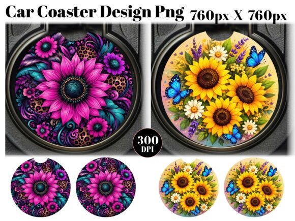 Download Sunflower Car Coaster PNG Sublimation - Car coaster png Collection